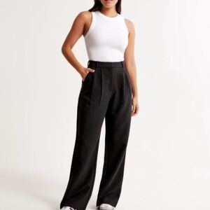 A&F Curve Love Black Wide-Leg Pants